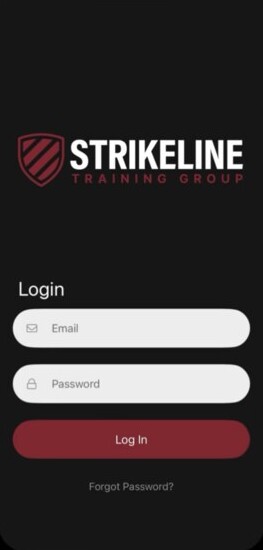 Strikeline app login screen